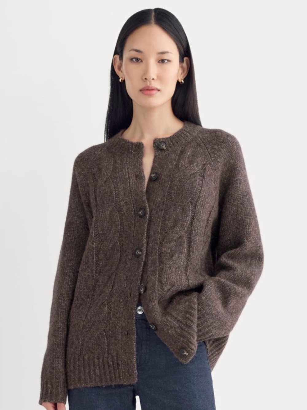Everlane Cloud Cable Cardigan in Heathered Burgundy (NWOT, Size Small)